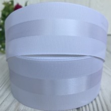 Репс з атласною смугою, 4 см, білий, метр