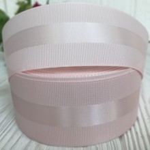 Репс з атласною смугою, 4 см, персиковий, метр