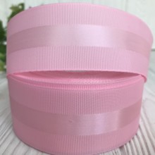 Репс із атласною смугою, 4 см, світло-рожевий, метр