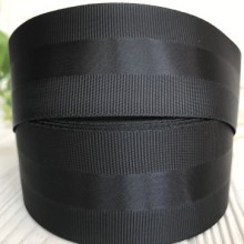 Репс із атласною смугою, 4 см, чорний, метр