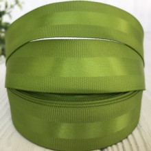 Репс із атласною смугою, 2,5 см, оливковий, метр