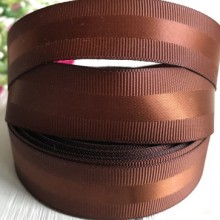 Репс із атласною смугою, 2,5 см, шоколадний, метр