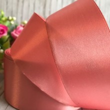 Атлас 4 см, бежево-рожевий, метр