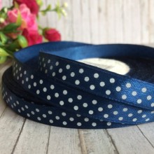 Атлас горох 0,9 см, сапфіровий, рулон 45 м