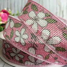 Стрічка з мішковини квітка, 2,5 см, світло-рожева