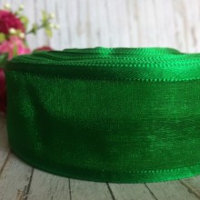 Органза з атласним кантом, 4 см, зелений
