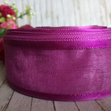 Органза з атласним кантом, 4 см, бузковий