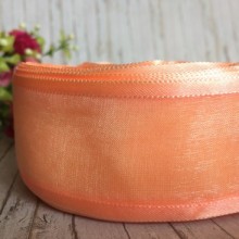 Органза з атласним кантом, 4 см, персиковий