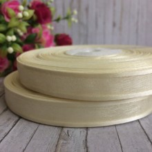 Органза з атласним кантом, 1,2 см, молочний, рулон 45 м