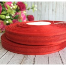 Органза з атласним кантом, 1,2 см, червоний, рулон 45 м