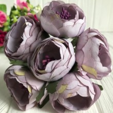 Півонії тканинні на гілочці, 4 см, лавандовий