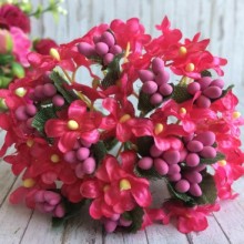 Бузок з тичинками, 2 см, малиновий, букет