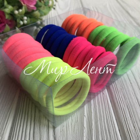 Набор резинок велюрчик, 4 см, оранжево-сине-розовый, упаковка 30 шт.