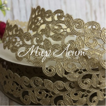Лента-кружево, 2 см, золото