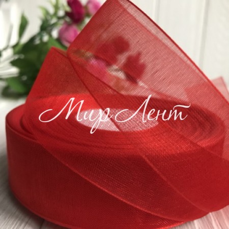 Органза 2,5 см, червоний, метр