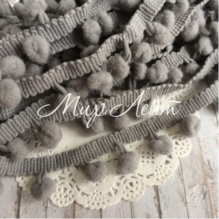 Тесьма помпончики, 1 мм, сірий, за 1 м