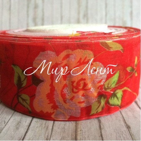 Органза троянда 4 см, червона