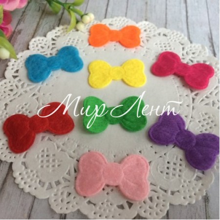 Фетровий бантик (великий), 2,8 х1, 9 см, кольоровий мікс, 10 шт.