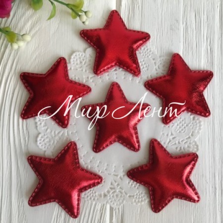 Аплікація/патч, зірочка (екошкіра), 5 см, червоний