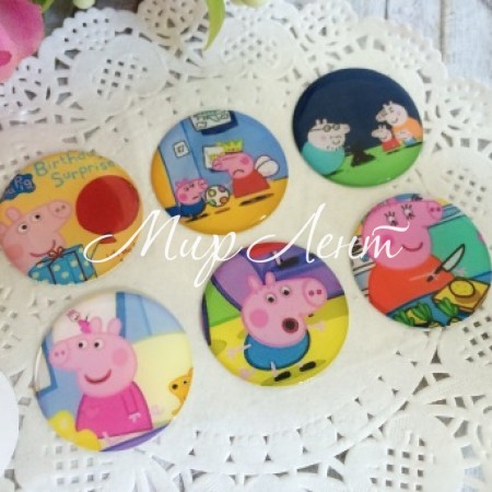 Наклейки, свинка Пеппа, набір №1 - (6 шт.)