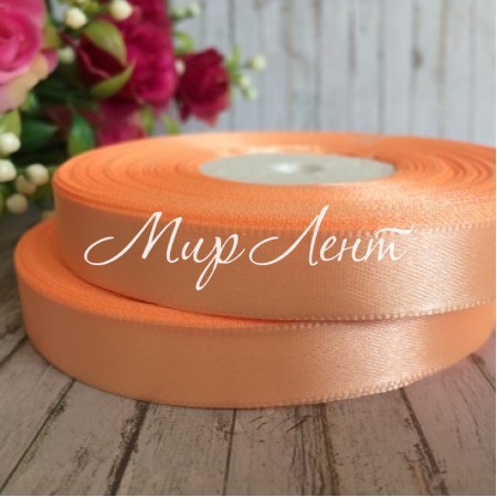 Атлас 1,2 см, персиковий, рулон 33 м