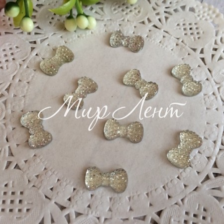 Серединка бантик блиск, 7х13 мм, срібло