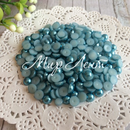 Напівбусина, 6 мм, світло-синя, 100 шт.