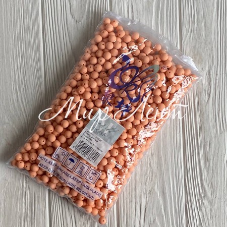 Бусина матова "Зефірка", 8 мм, персикова, шт.