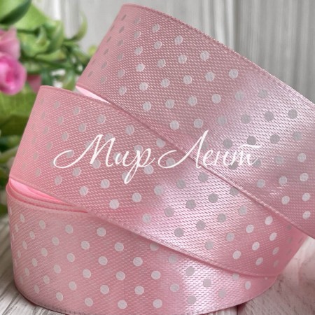 Атлас 2,5 см горох, світло-рожевий, метр