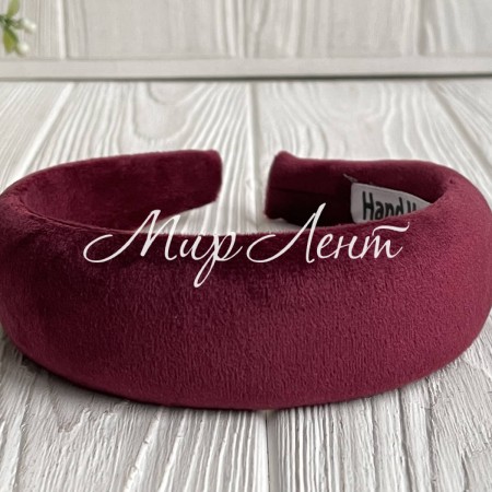 Обруч велюр об'ємний, 4 см, бордовий, шт.