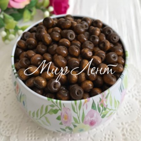 Дерев'яні намистини, 6 мм, темно-коричневий, 10 шт.