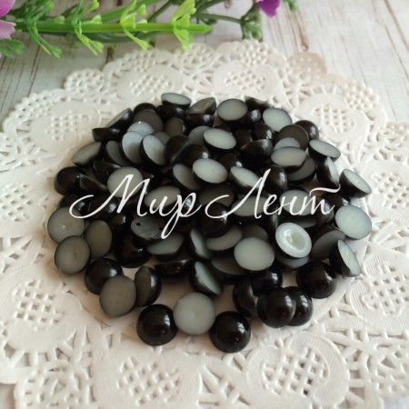 Полубусина, 8 мм, черная, 100 шт.