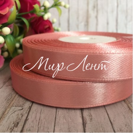 Атлас 1,2 см, бежево-рожевий, рулон 33 м
