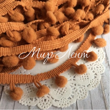 Тесьма помпончики, 1 мм, карамельний, за 1 м