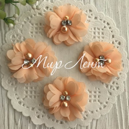 Шифонова квітка, 4,5 см, персикова, шт.