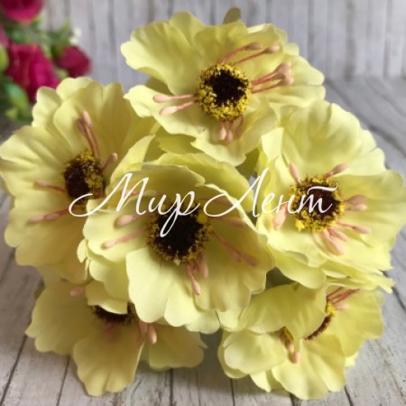 Мак, 4 см, світло-жовтий, 1 пучок