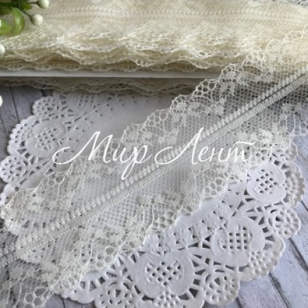 Мереживо павутинка, 4 см, молочний