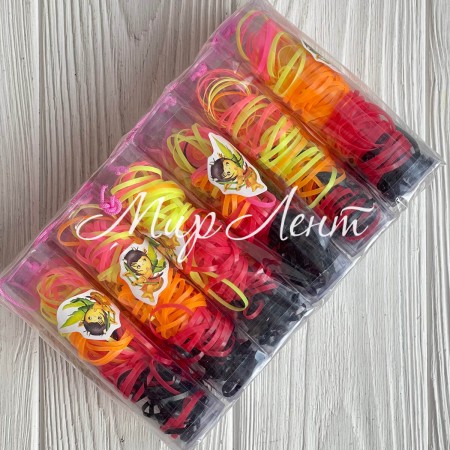 Резинки силиконовые в колбе, 2,2 см, черно-красно-оранжевые, упаковка 12 шт.