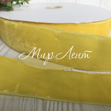 Лента велюр, 4 см, желтый, метр