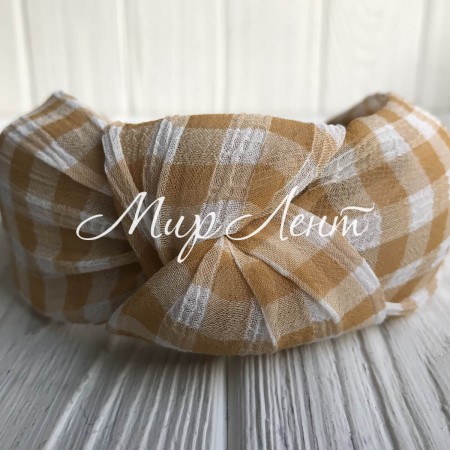 Обруч чалма шотландка, 4,5 см, гірчично-білий, шт.