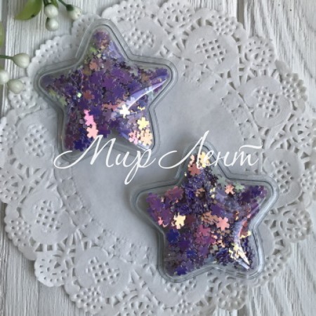 Силіконова зірочка з наповнювачем, 5 см, фіолетові квіточки, шт.