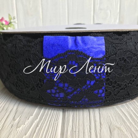 Мереживо трояндочка, 6 см, чорний, метр