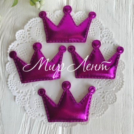 Аплікація/патч, корона (екошкіра), 3,6 х 3,8 см, малиновий, шт.