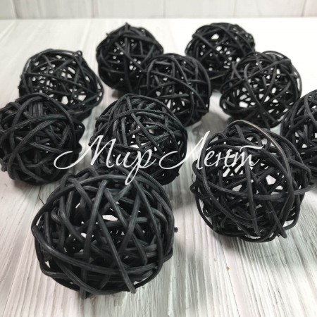 Кулька з ротанга, 5 см, чорна, за 1 шт.