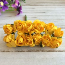 Трояндочки паперові, темно-жовті, 10 квіточок у пучку