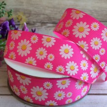 Репс 2,5 см, ромашка, яскраво-рожевий