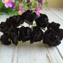 Трояндочки паперові, чорні, 10 квіточок у пучку