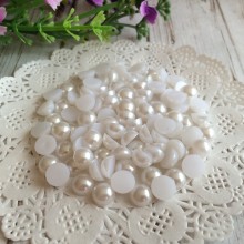 Напівбусина, 8 мм, білий, 100 шт.