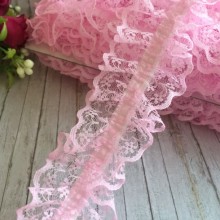Мереживо-рюша з гумкою, 4 см, світло-рожеве