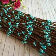 Декоративна гілочка з тичинками, 40 см, середньо-бірюзова.